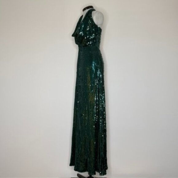 Halston Tova Sequin Cowl Neck Gown - Picture 2 of 9